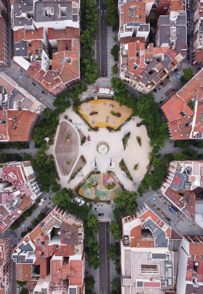 Vista aérea de la Plaza de Olavide en Madrid