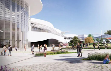 Imagen de un centro comercial moderno con gente paseando