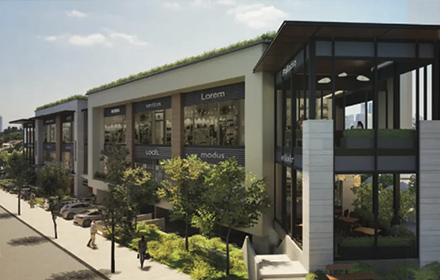 Imagen de varios locales comerciales de construcción nueva.